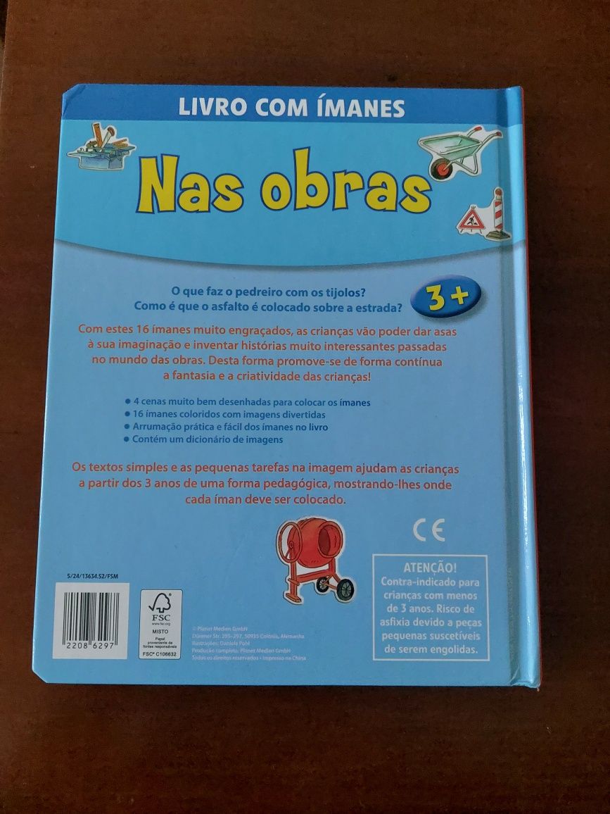 Livro "Nas obras" com imanes 3Anos+