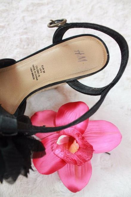 NOWE sandały H&M czarne espadryle na koturnie kwiaty koturny boho beż