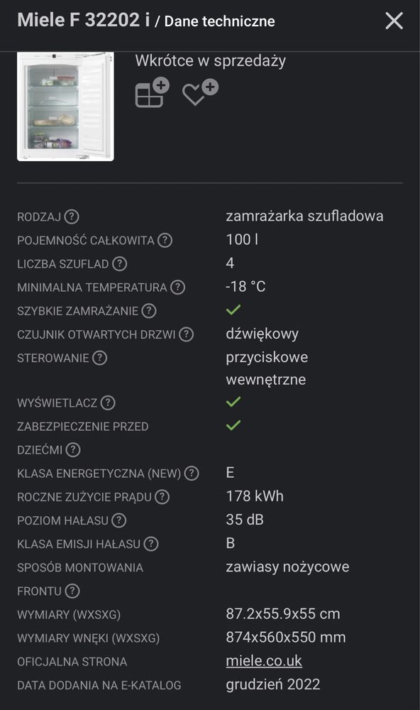 Zamrażarka Miele F32202 i