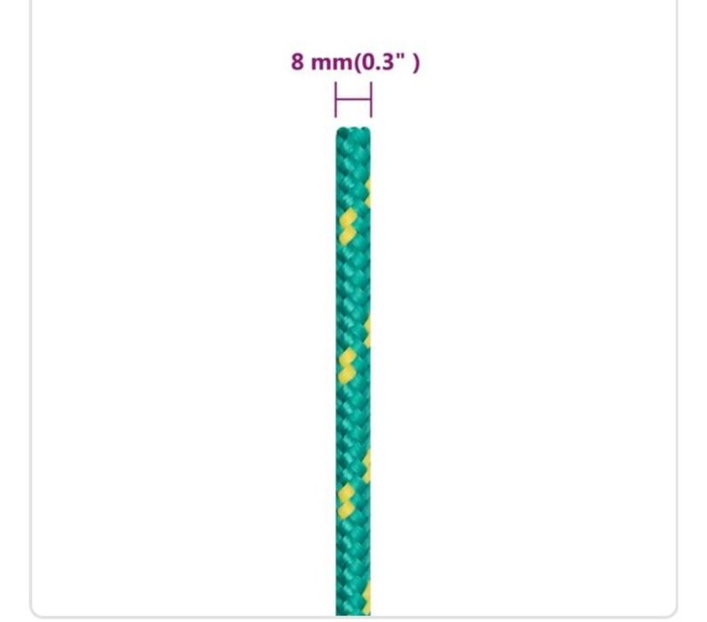 Linka żeglarska lub jak kto woli zielona, 8 mm, 500 m, polipropylen.