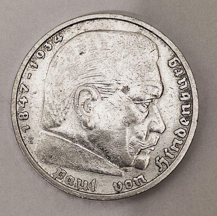 Германия. 5 марок 1936 г. Гинденбург Серебро. 3-й Рейх