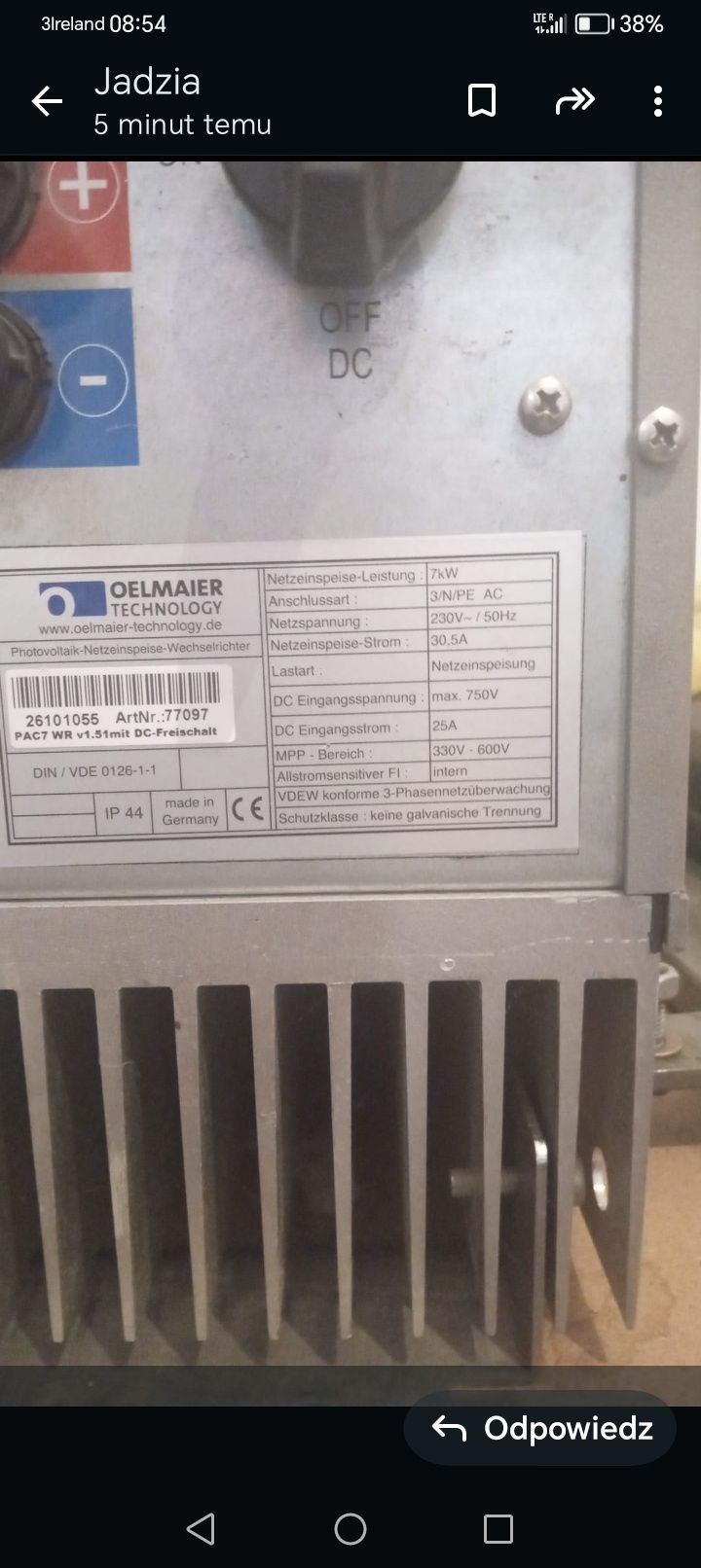 Falownik pac 7 kw olemaier zamiana