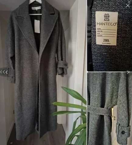 piękny płaszcz zara wełna manteco 67% XS, XS/S