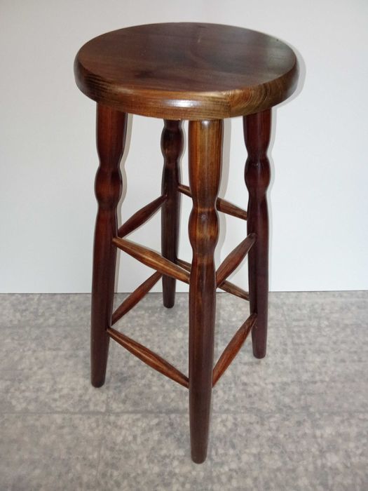 Taboret drewniany sosnowy 80 cm Barowy PRODUCENT MEBLI