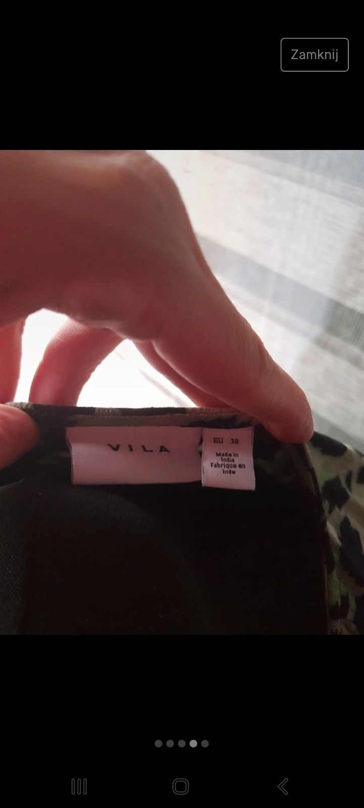 VILA bluzka zielona panterka rękaw bufiasty
