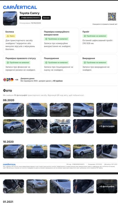 Жива Toyota Camry 40 2.4