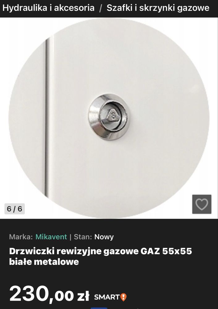 Drzwiczki gazowe 60x60 białe