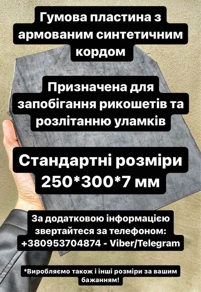 Гумова накладка для плитоноски 100 грн/шт.