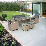 Komplet meble ogrodowe /Sofa + fotele + pufy/ Technorattan / 7 osobowy