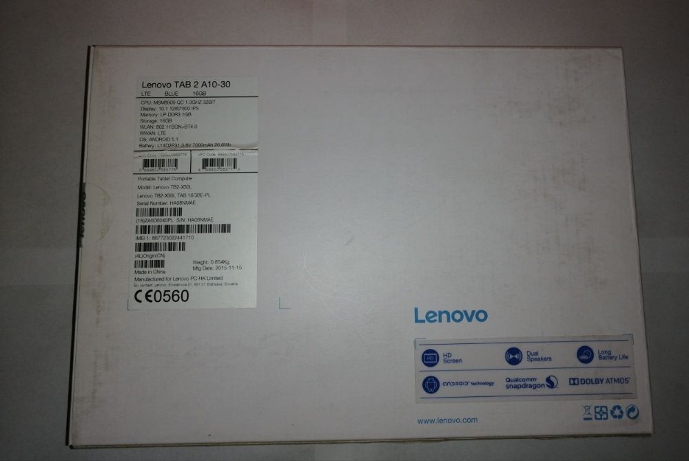 Sprzedam Tablet LENOVO TAB2 A10-30 DPD L 16GB LTE Niebieski