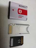 Bateria e cartão de memória para câmara Sony fotográfica DSC-H3.