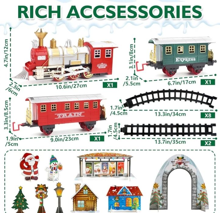 Поезд игрушечный Паровоз детский с фарами, дымом и сигналом. Новый.