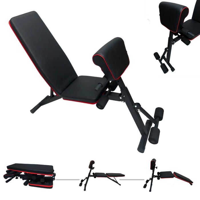 Ławka treningowa z modlitewnikiem regulowana do ćwiczeń hantli NOWA