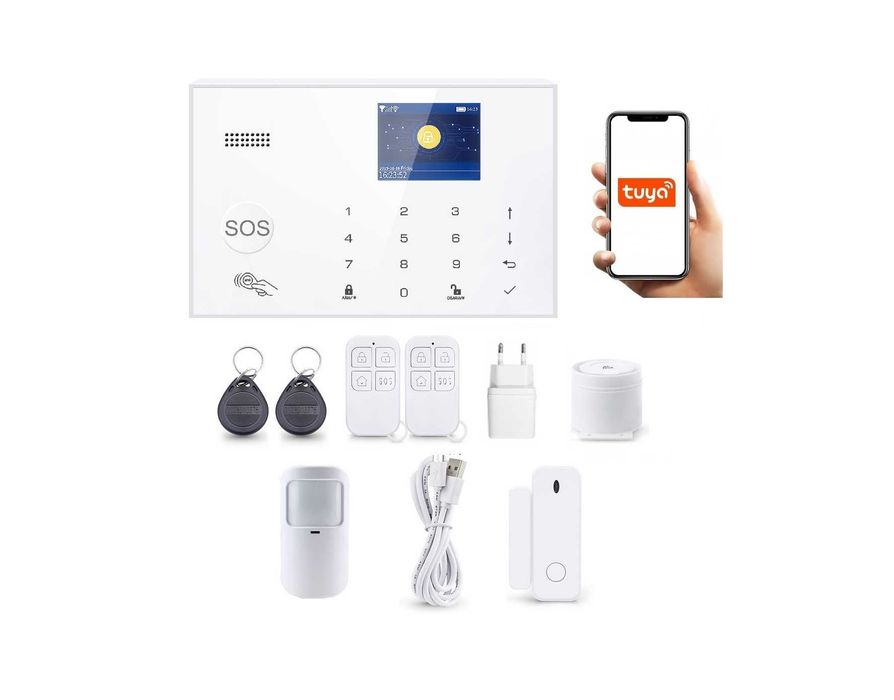 Bezprzewodowy Alarm Lcd 2.4' Gsm Wifi Tuya Smart Po Polsku