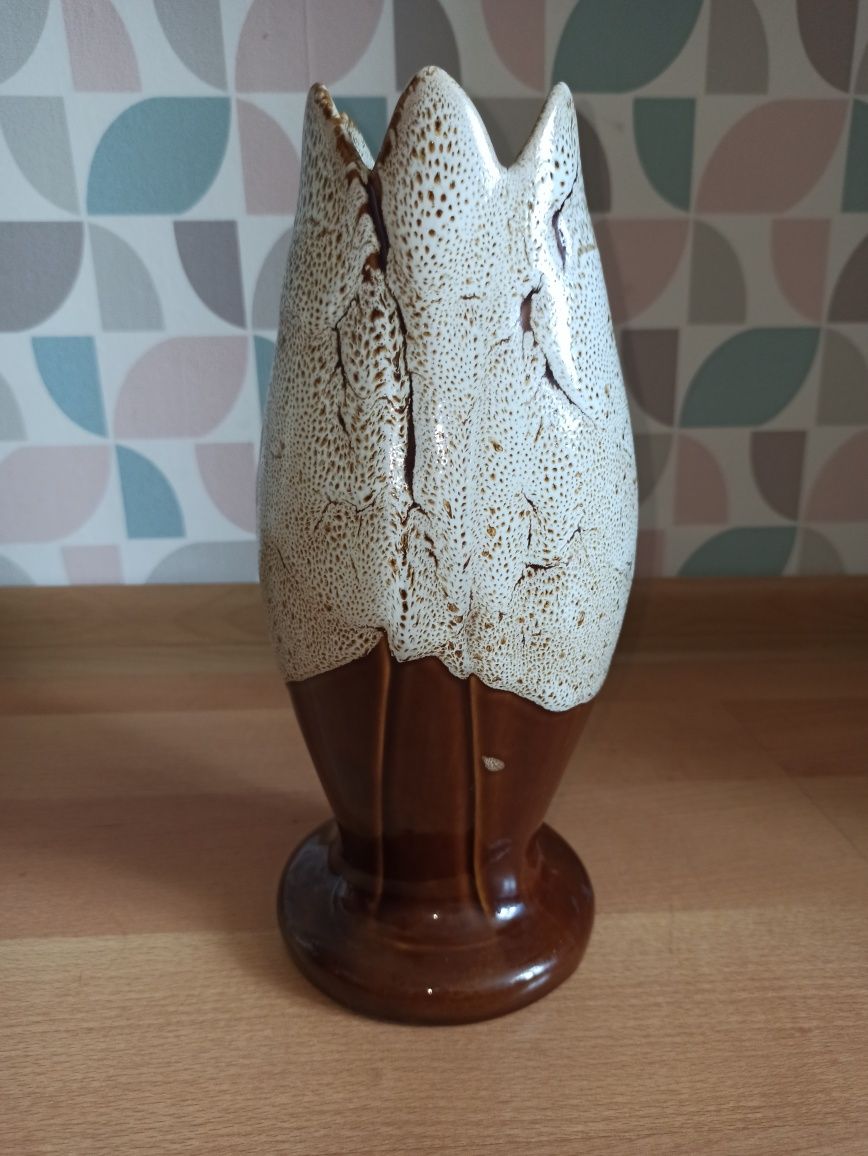 Stary ceramiczny wazon vintage PRL kwiat tulipan cebula bulwa kwiatek