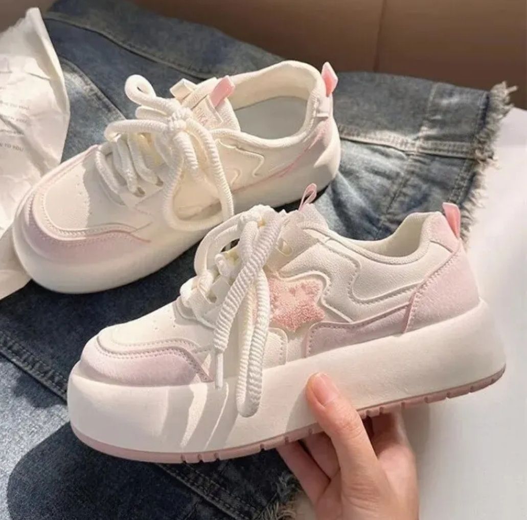 Buty sneakersy białe pudrowy róż 38