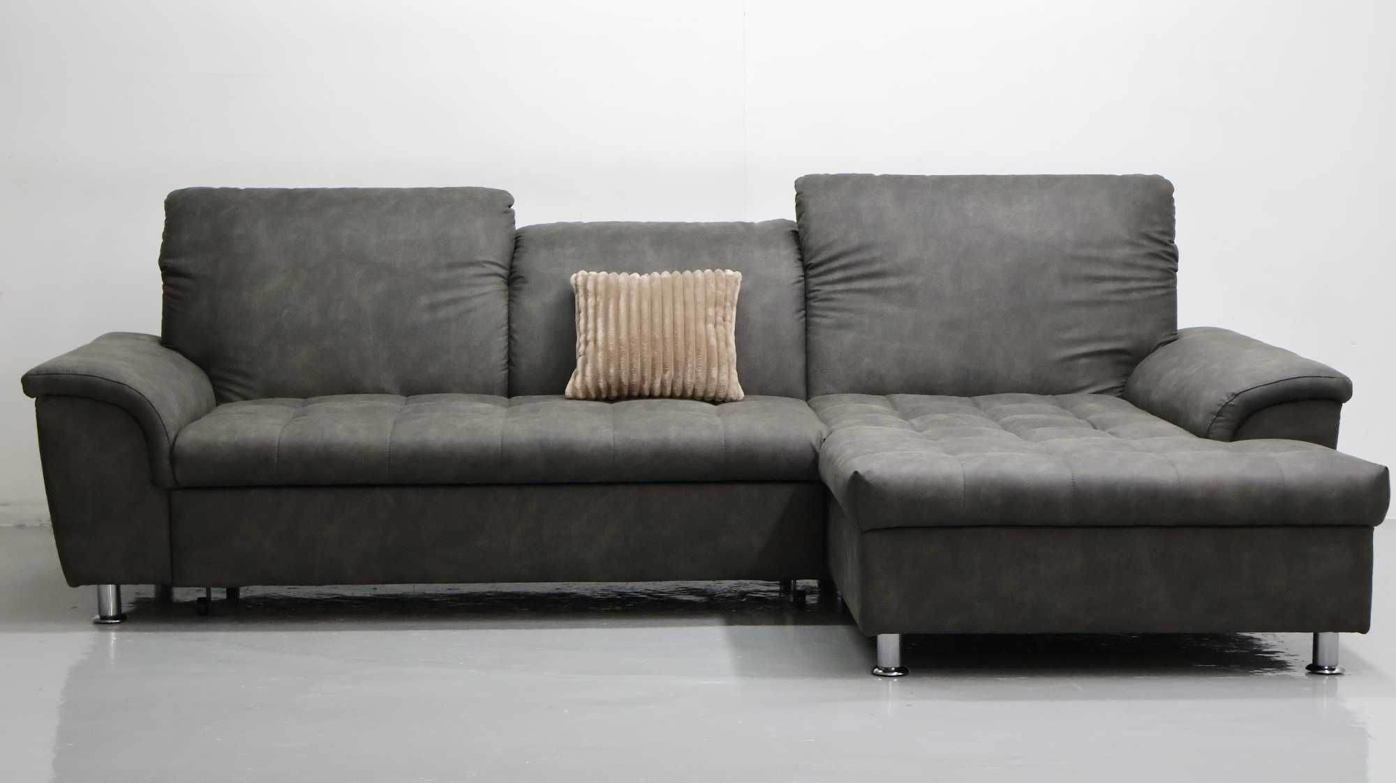 TCG NOWY NOWOCZESNY NAROŻNIK funkcja spania kanapa tkanina SZARA SOFA