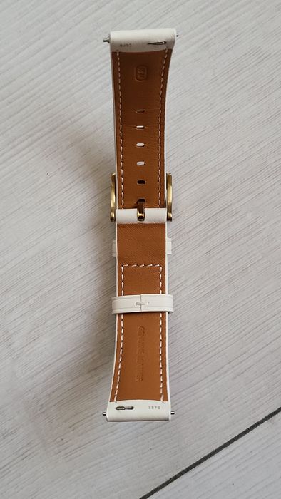 Pasek do zegarka Huawei 18mm kremowy oryginalny skórzany super stan