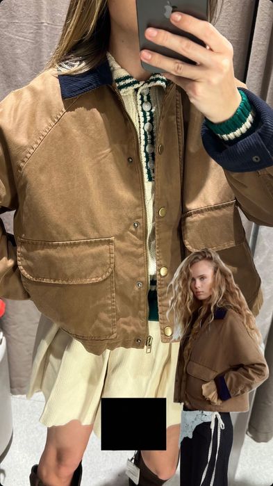 Стьобана куртка Zara бомбер Zara  куртка з коміром Zara
