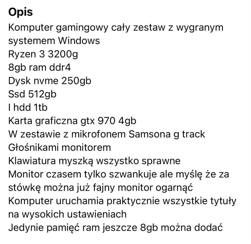 Sprzedam komputer z mikrofonem i głosnikami