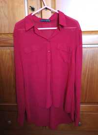 Camisa vermelha com transparência Primark, tamanho 38