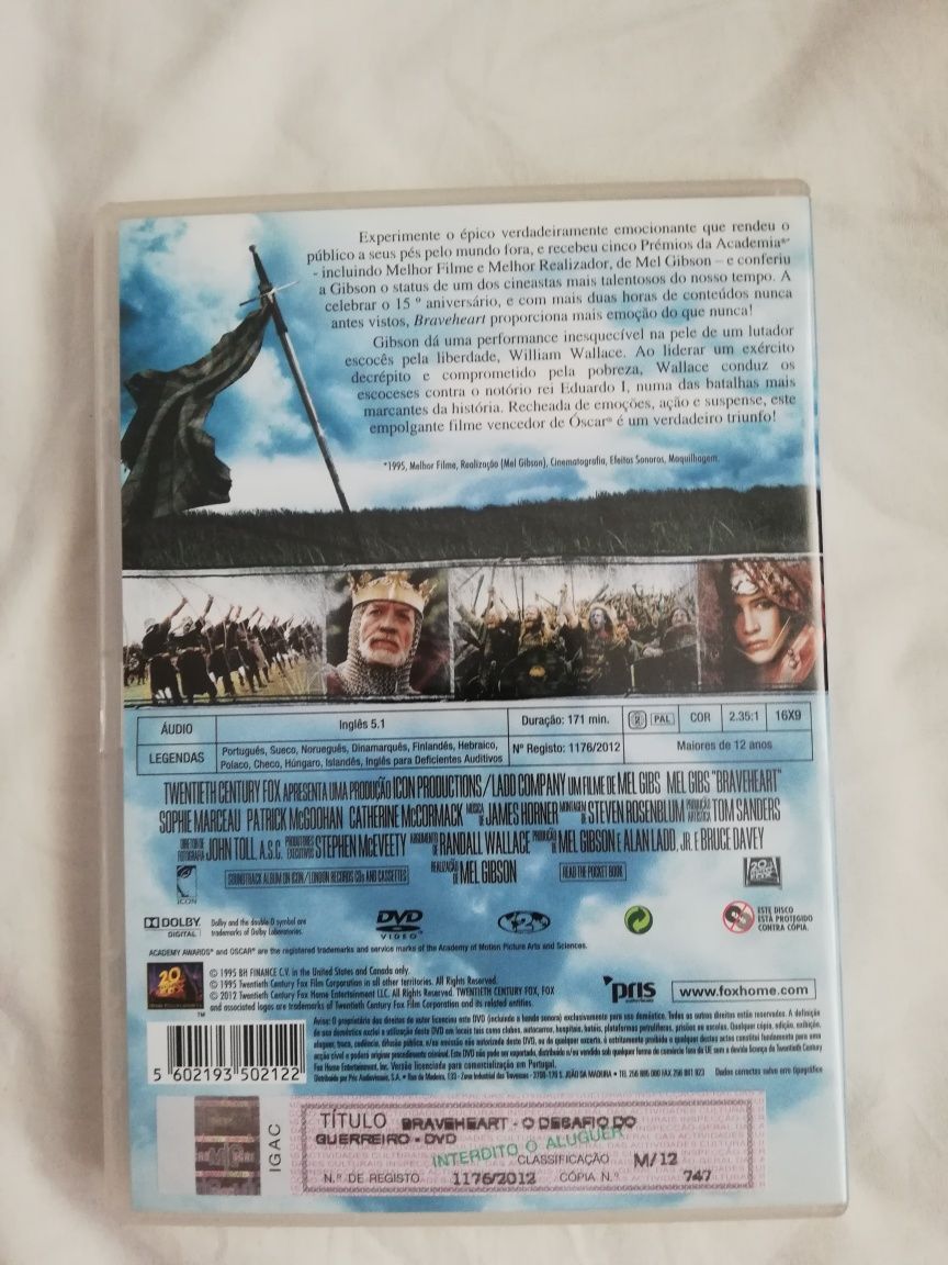 Dvd do filme "Braveheart" (portes grátis)