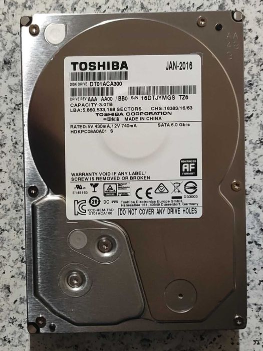 Жёсткий диск HDD TOSHIBA 3 TB 3,5"