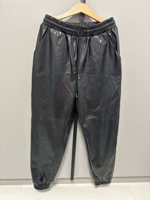 Шкіряні штани спортивні джогери утеплені