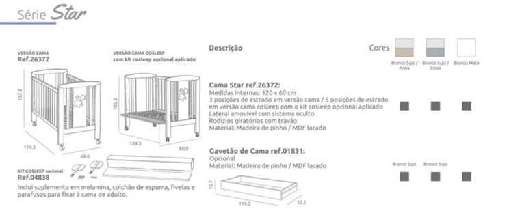 Cama-berço TRAMA série Star (com gavetão e colchão) - BAIXA DE PREÇO!!