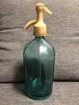 Stary niebieski szklany syfon z PRL lata 60 / Vintage