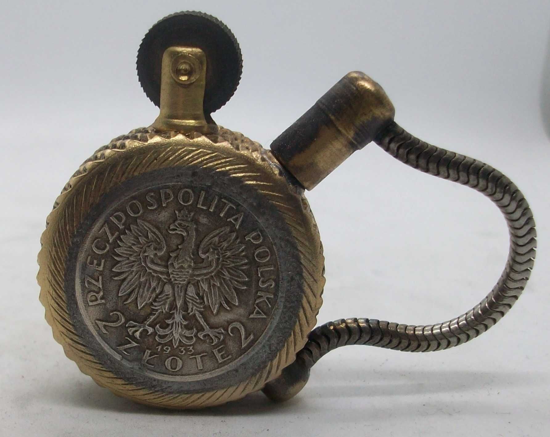 zapalniczka z monety 1933 r 2 zł głowa kobiety