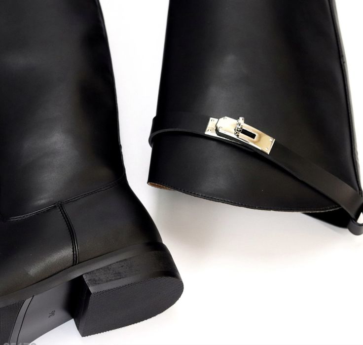 Женские зимние кожаные сапоги трубы жокеи