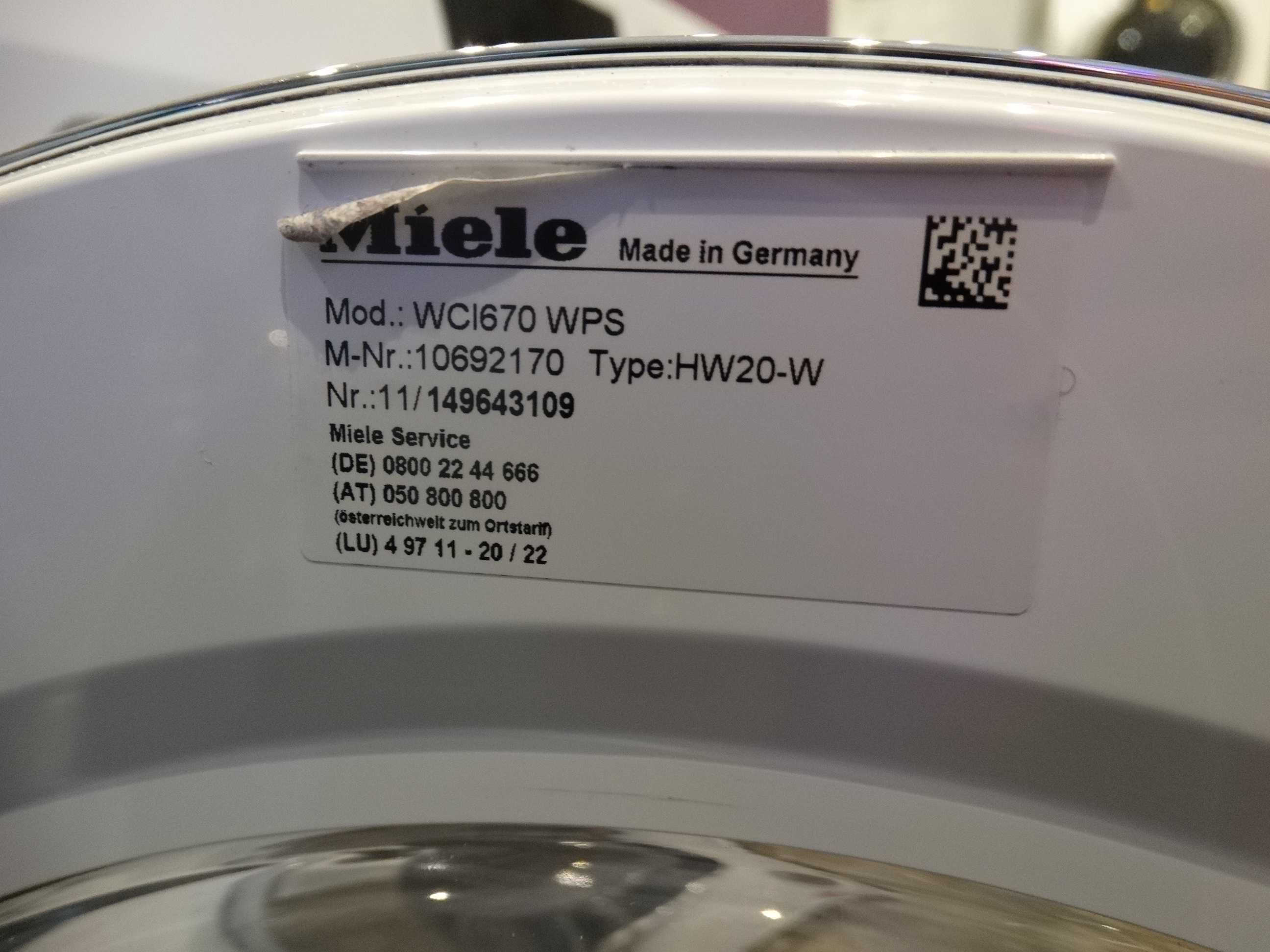 Pralka Miele WCI 670 wps 9 kg TwinDos, PowerWasch, Caps dosing, WiFi