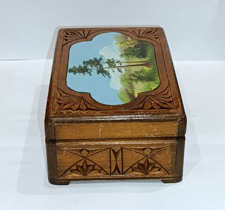 Шкатулка СССР-картина маслом 1950-е года. Дерево.