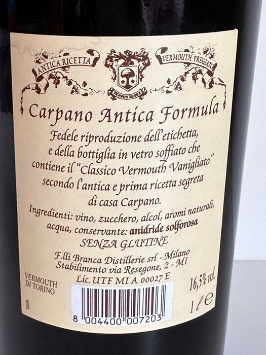Garrafa Italiana Vermouth colecção