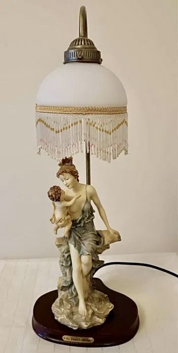 *MATKA Art Nouveau Elegancka Rzeźba Figurka Lampa Szklana Dama Vintage