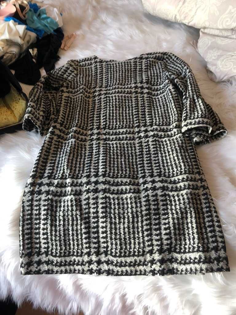 vestido zara tamanho s padrao preto e branco