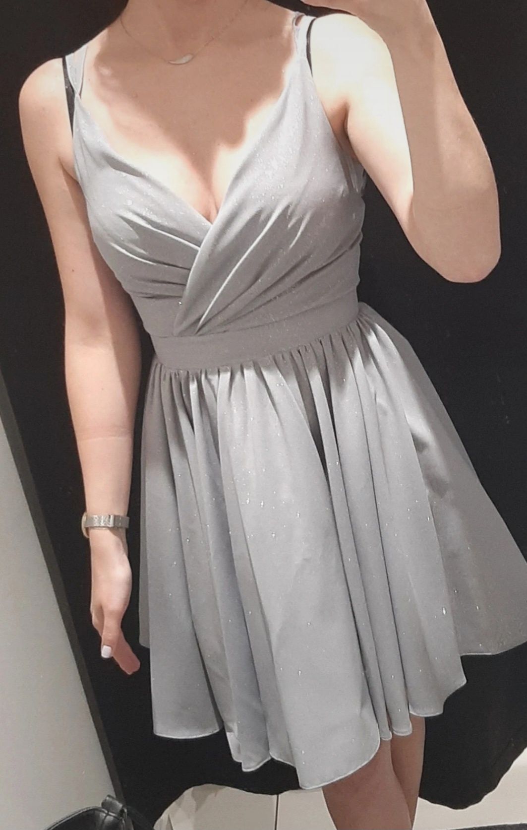 Sukienka szara/srebrna brokatowa Elizabeth Maravilla rozmiar 34