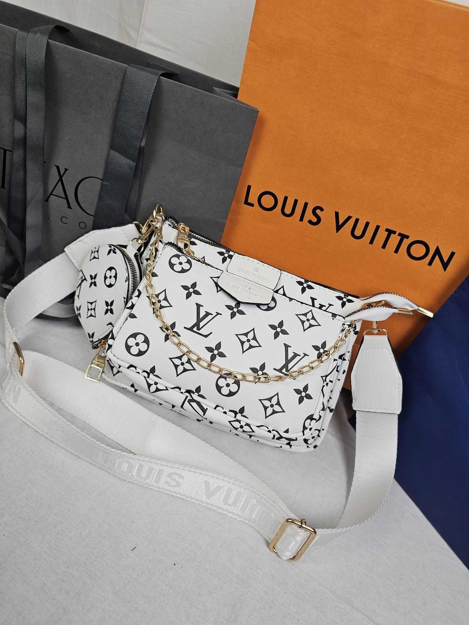 Torebka LV Louis Vuitton 3w1 monogram biala brazowa kratka Hit Premium