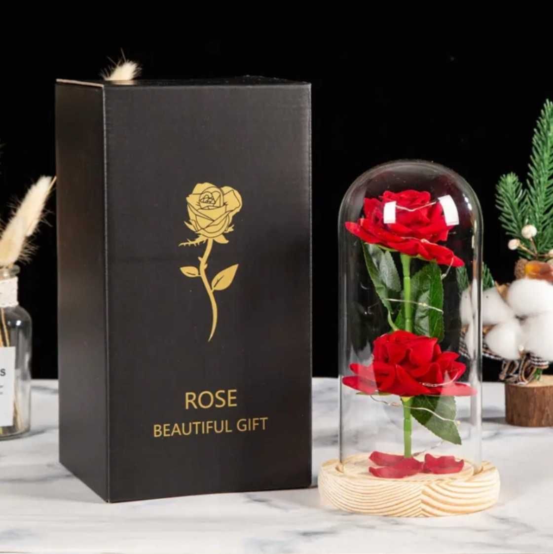 Wieczna róża w szkle podświetlana LED prezent dla wyjątkowej osoby