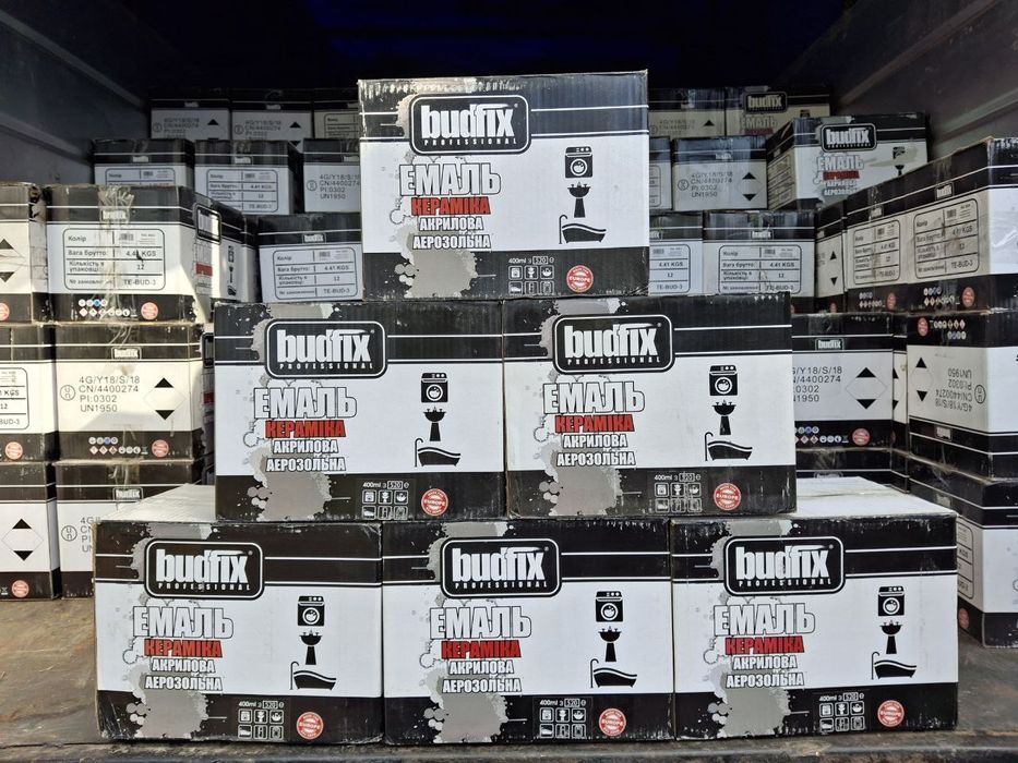 Краска эмаль акриловая керамическая в баллончике белая BUDFIX 400 мл