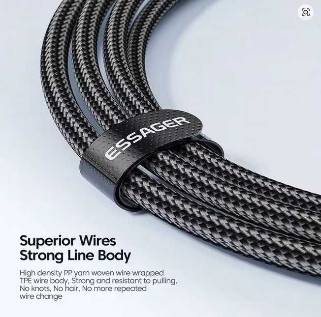 Długi kabel 3m Essager 100W C do C typ C USB C PD przewód Kraków
