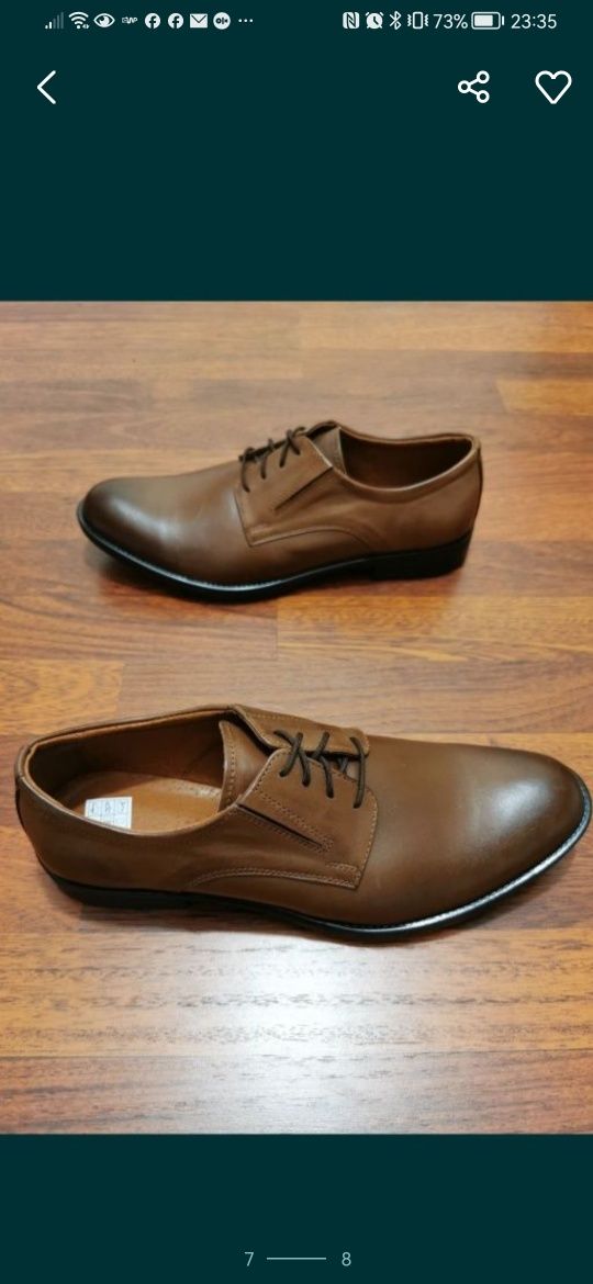 Eleganckie Skórzane Półbuty Męskie M 180 Tęgie