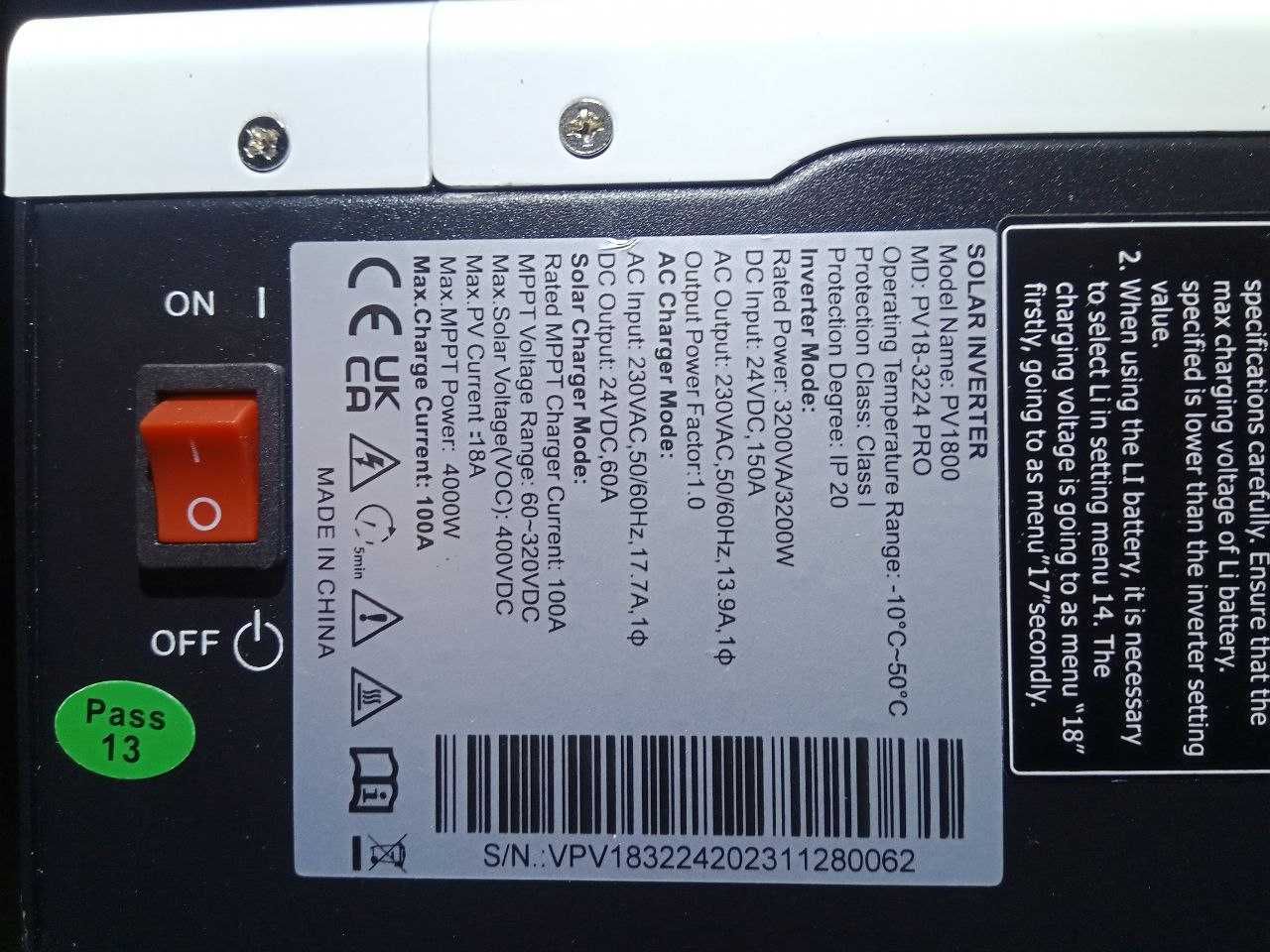 Гібридний Інвертор Must PV18-3224 Pro 3200W