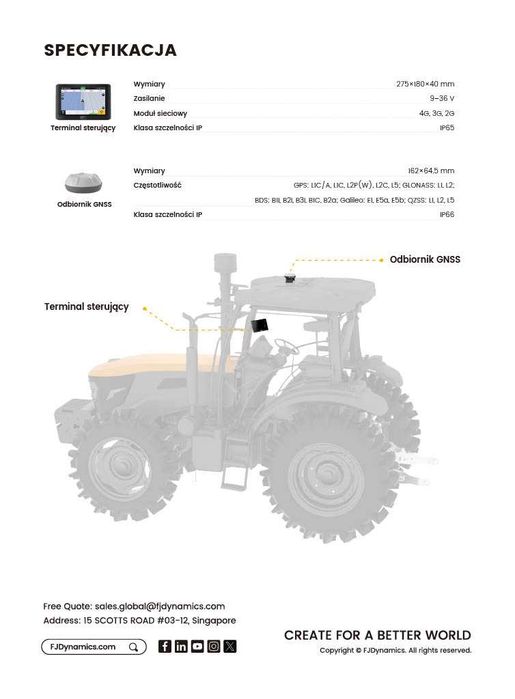Nawigacja Rolnicza Hydrauliczna - FJDynamics AS2 STEER READY RTK 2.5cm