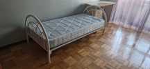 Cama individual metálica + colchão 188x88cm