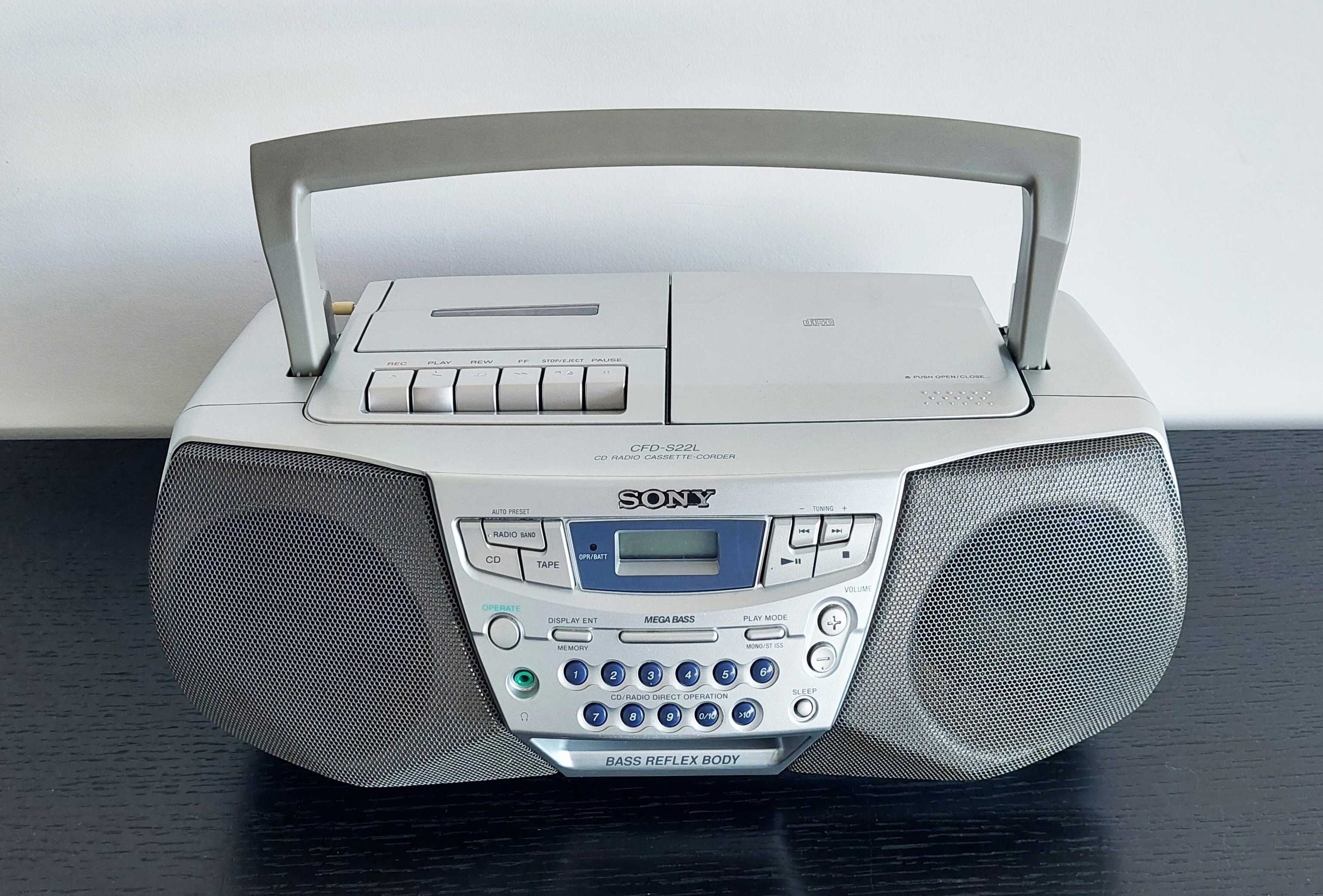 Rádio AM/FM leitor gravador de cassette e leitor de CD Sony CDFD-S22L