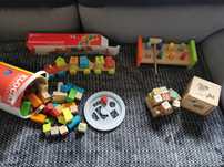 Klocki drewniane, układanki, pociąg, przebijak. Wysyłka OLX.