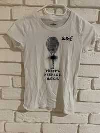 T-shirt Abercrombie & Fitch rakieta tenisowa biały
