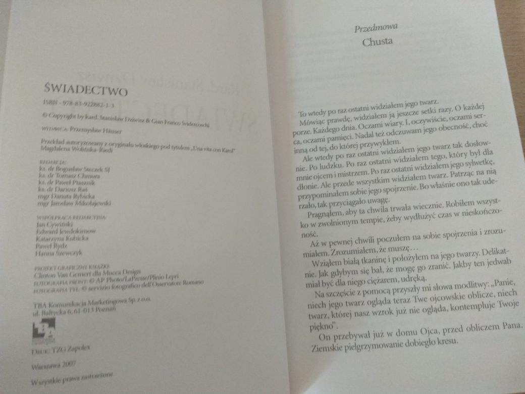 Papież Świadectwo Kard. Stanisław Dziwisz